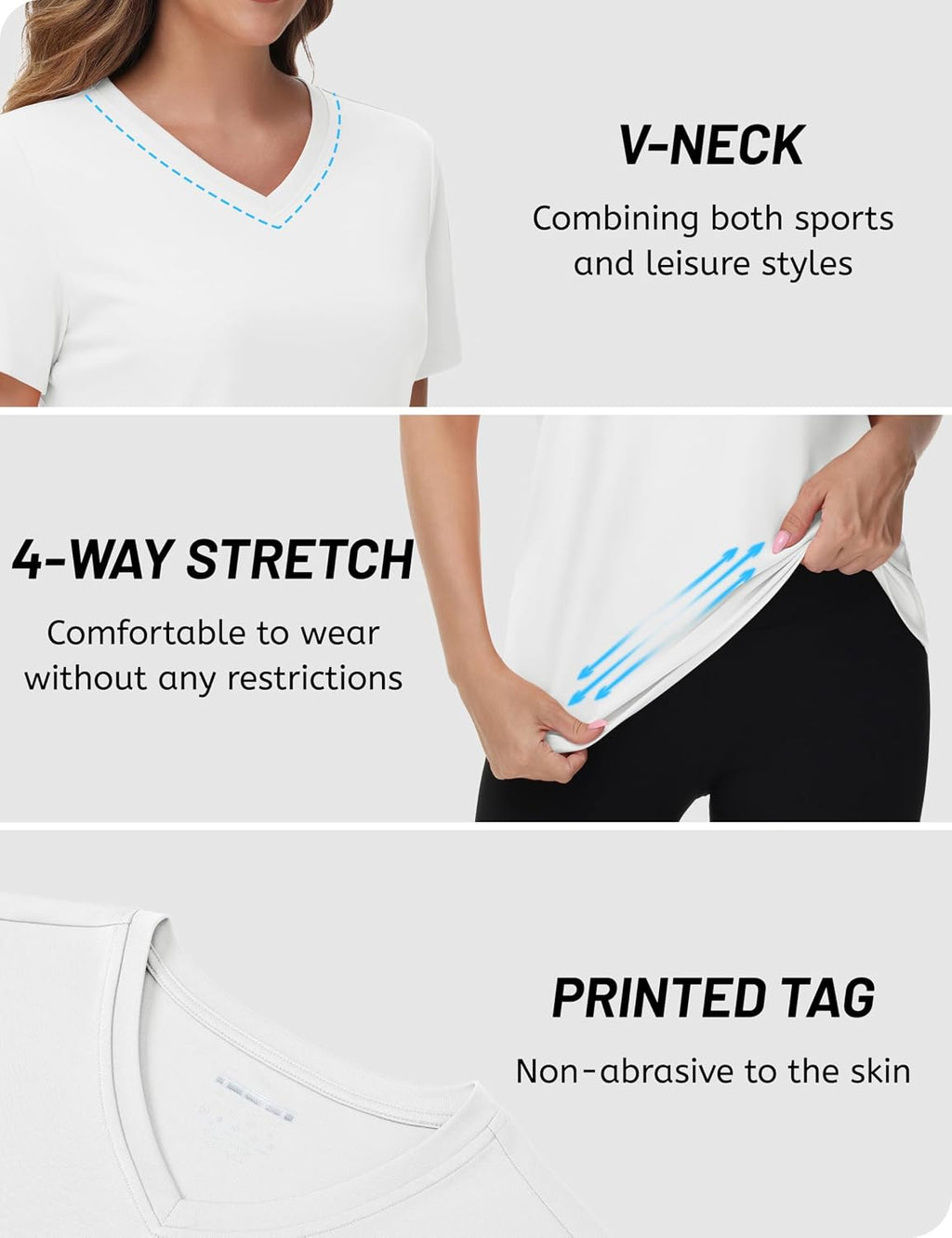 TACVASEN Women's V-Neck T Shirt Short Sleeve UPF 50+ Quick Dry Workout Tops