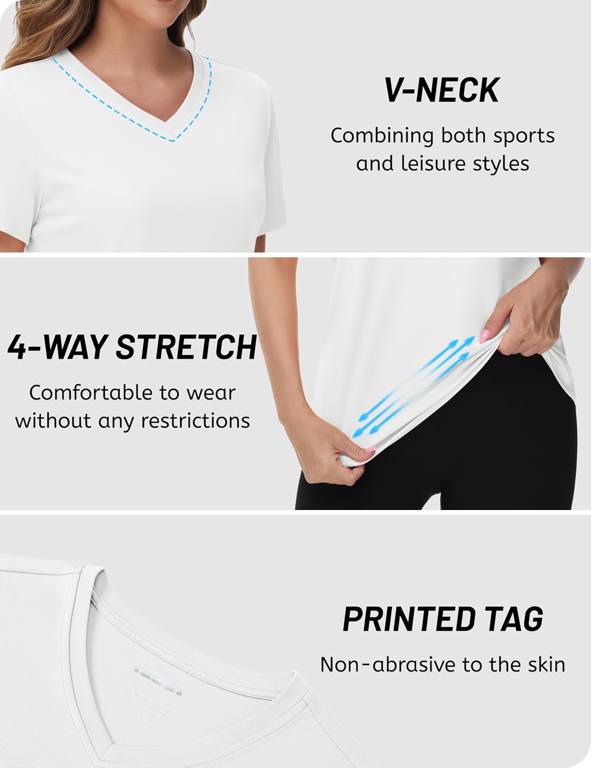TACVASEN Women's V-Neck T Shirt Short Sleeve UPF 50+ Quick Dry Workout Tops