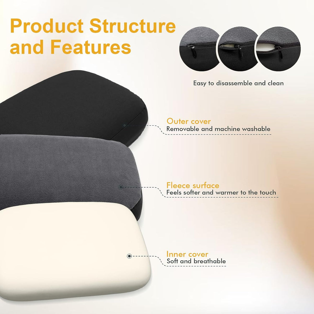 Thick Camping Memory Foam Pillow, Compressible & Ultralight Travel Pillow for Backpacking - Ergonomic Neck & Lumbar Support for Side Sleepers, Compact for Hiking, Car, Airplane (Black)