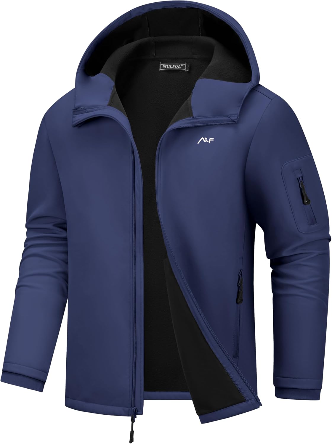 WULFUL Men's Lightweight Softshell Jacket Warm Fleece Lined Windbreaker Waterproof Soft Shell for Outdoor Hiking