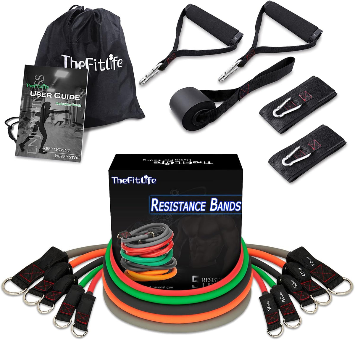 TheFitLife Resistance Bands Set with Handles, Door Anchor and Ankle Straps