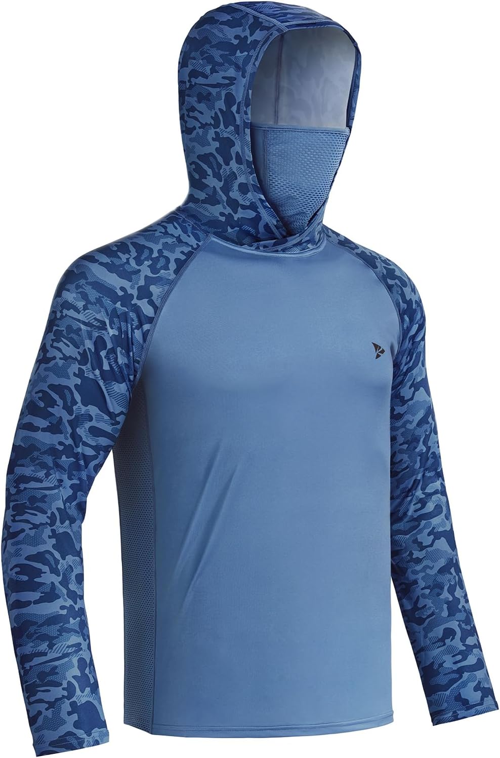Rodeel UPF 50+ Men’s Long Sleeve Performance Fishing Hiking Shirt with Mask UV Neck Gaiter Hoodie