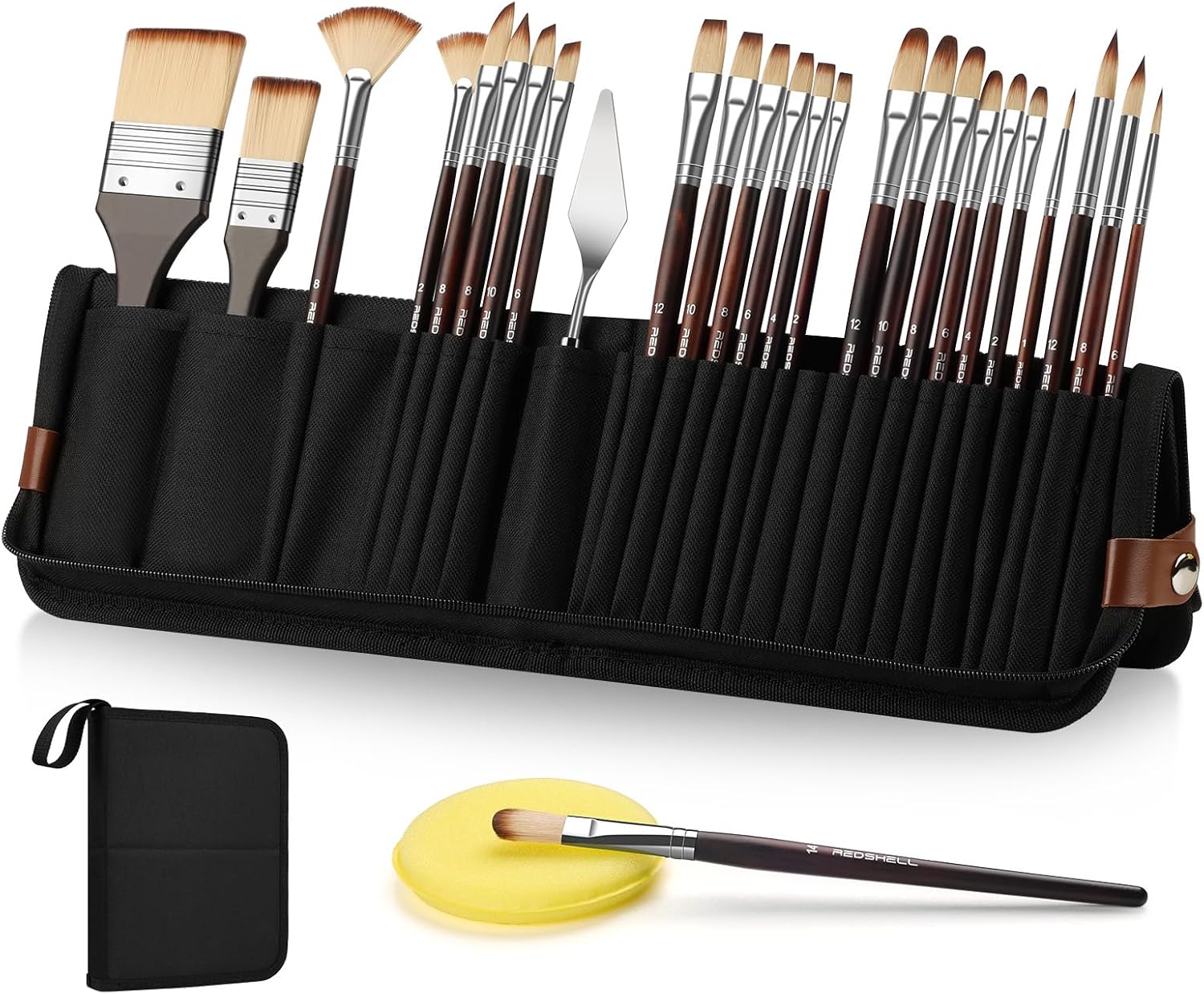 REDSHELL 26pcs Paint Brush Set, Acrylic Oil Painting Brushes for Artists