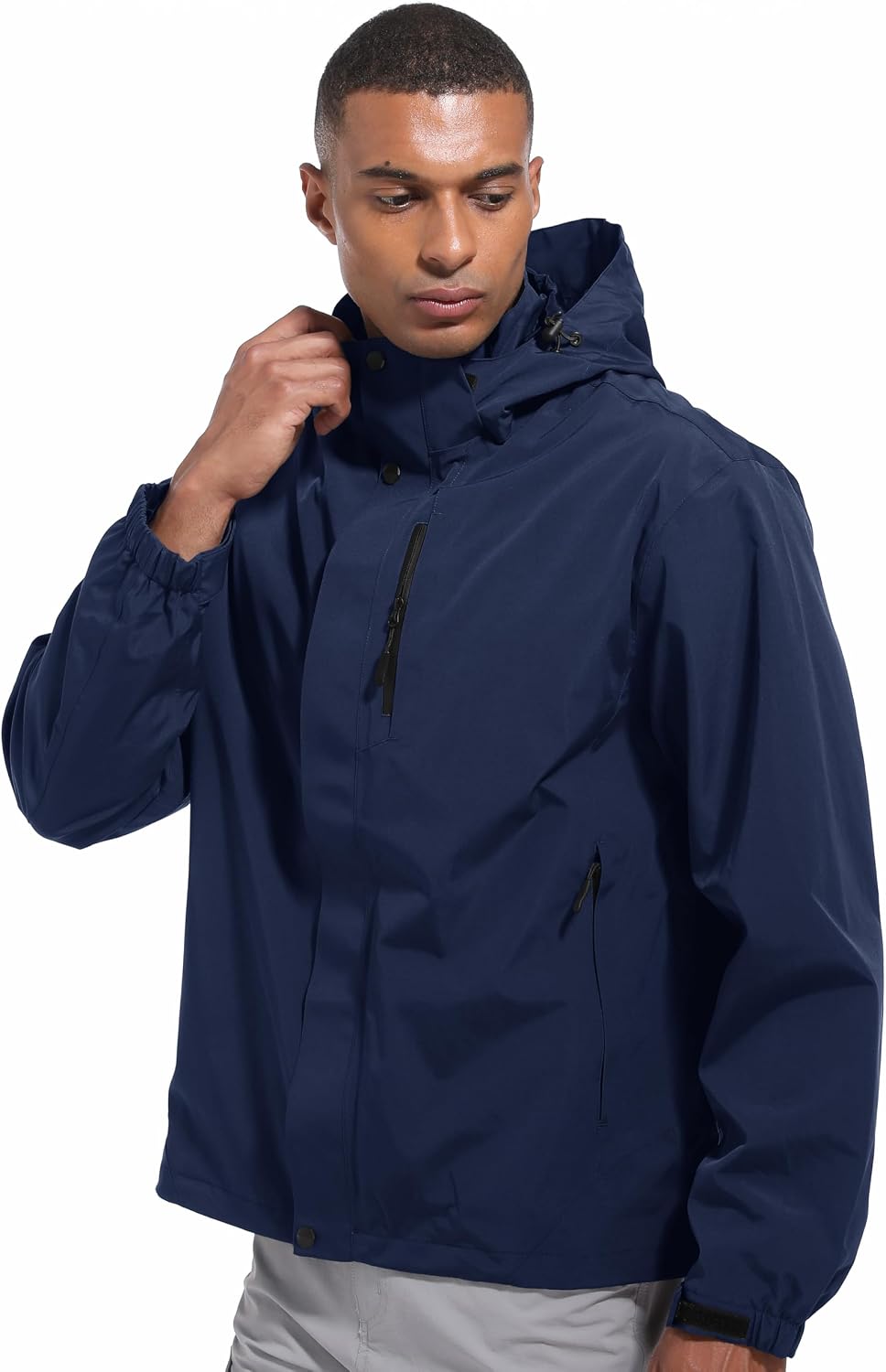WENRONSTA Men's Lightweight Rain Jacket Waterproof Windbreaker Hooded Raincoat Shell Jacket Outdoor Hiking Fishing Travel