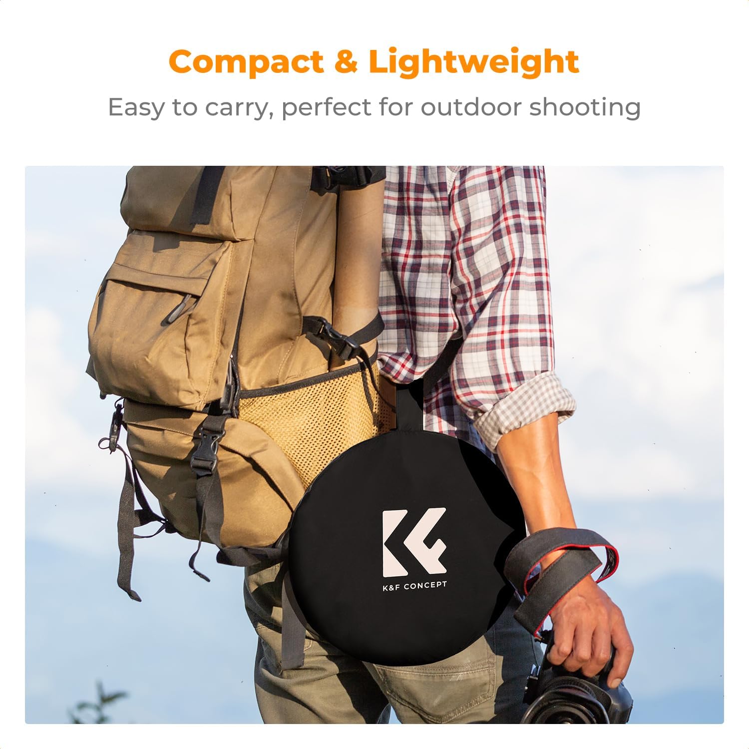 K&F Concept 24" x36” 5-in-1 Oval Foldable Reflector, with Carrying Bag