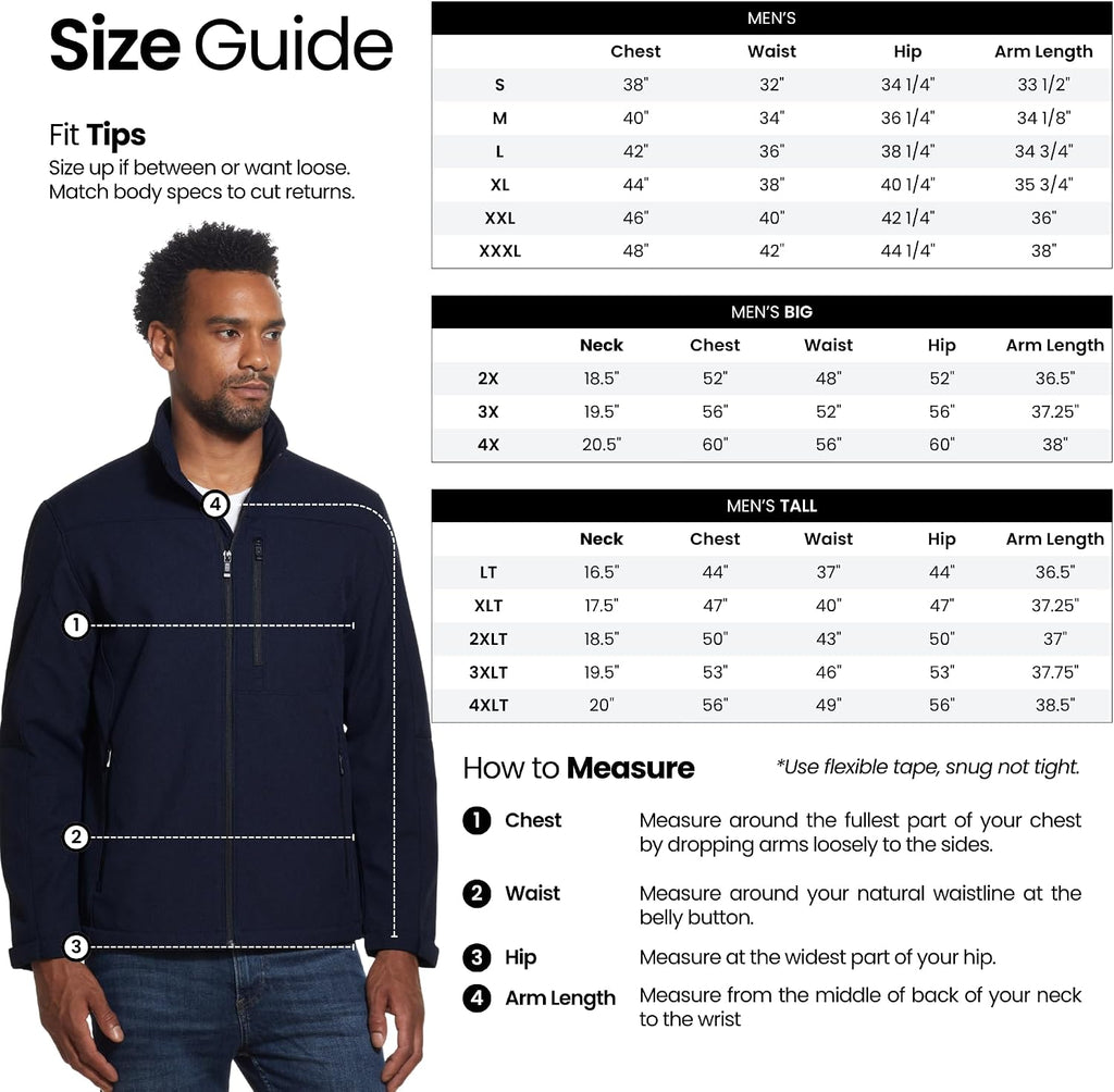 Weatherproof Men's Softshell Jacket – Wind & Water Resistant – Breathable, Lightweight Outdoor Coat