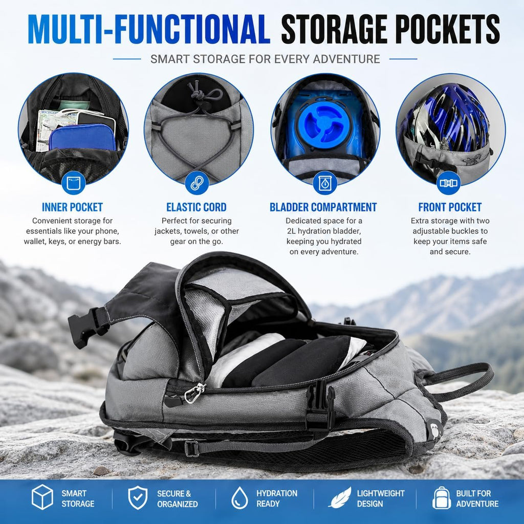 Zavothy Hydration Backpack with 2L Hydration Bladder Water Backpack for Hiking Hydration Pack for Running Cycling Hiking