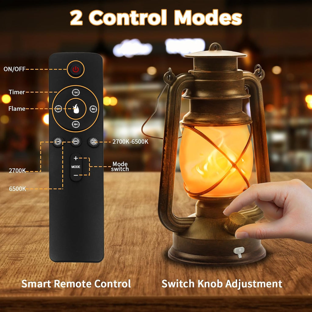 2 Pack Bronze Vintage 4 Modes Rechargeable Lanterns with Remote Control