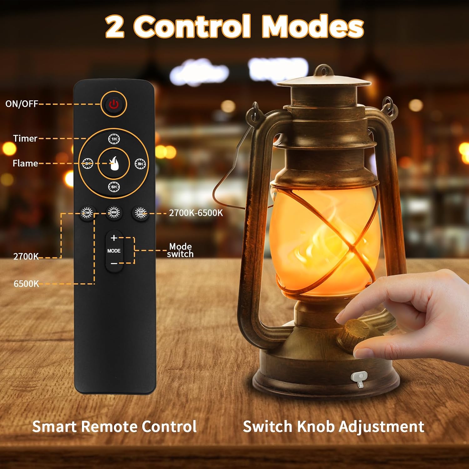 2 Pack Bronze Vintage 4 Modes Rechargeable Lanterns with Remote Control
