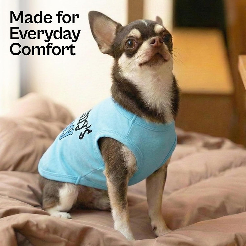 Parisian Pet Dog Shirt Mommy’s Boy Pet Shirt – 100% Cotton Shirts for Large Dogs – Blue Sleeveless Puppy Clothes – Lightweight and Breathable Dog Apparel – Boy Dogs Clothes - Stretchy Dog Shirt