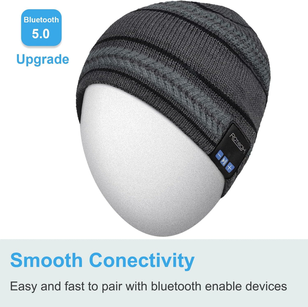 Rotibox Bluetooth Beanie Hat with Headphones for Outdoor Sports Xmas Gifts