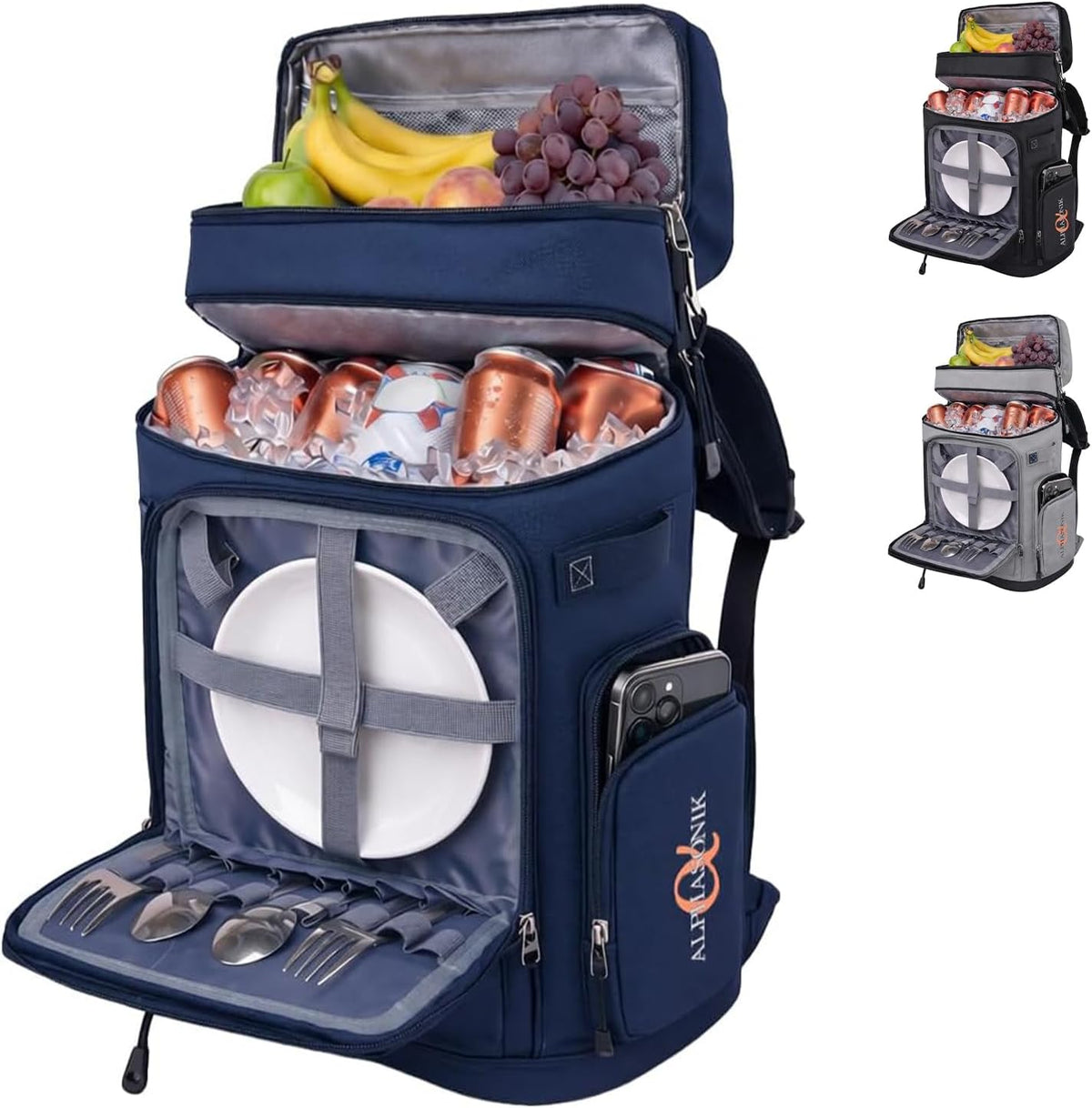 Alphasonik Cooler Backpack 48 Cans Insulated Backpack Cooler for Men & Women, 2 Leak Proof Compartments Coolers Bag for Beach Travel Picnic Hiking BBQ Fishing Outdoor Camping