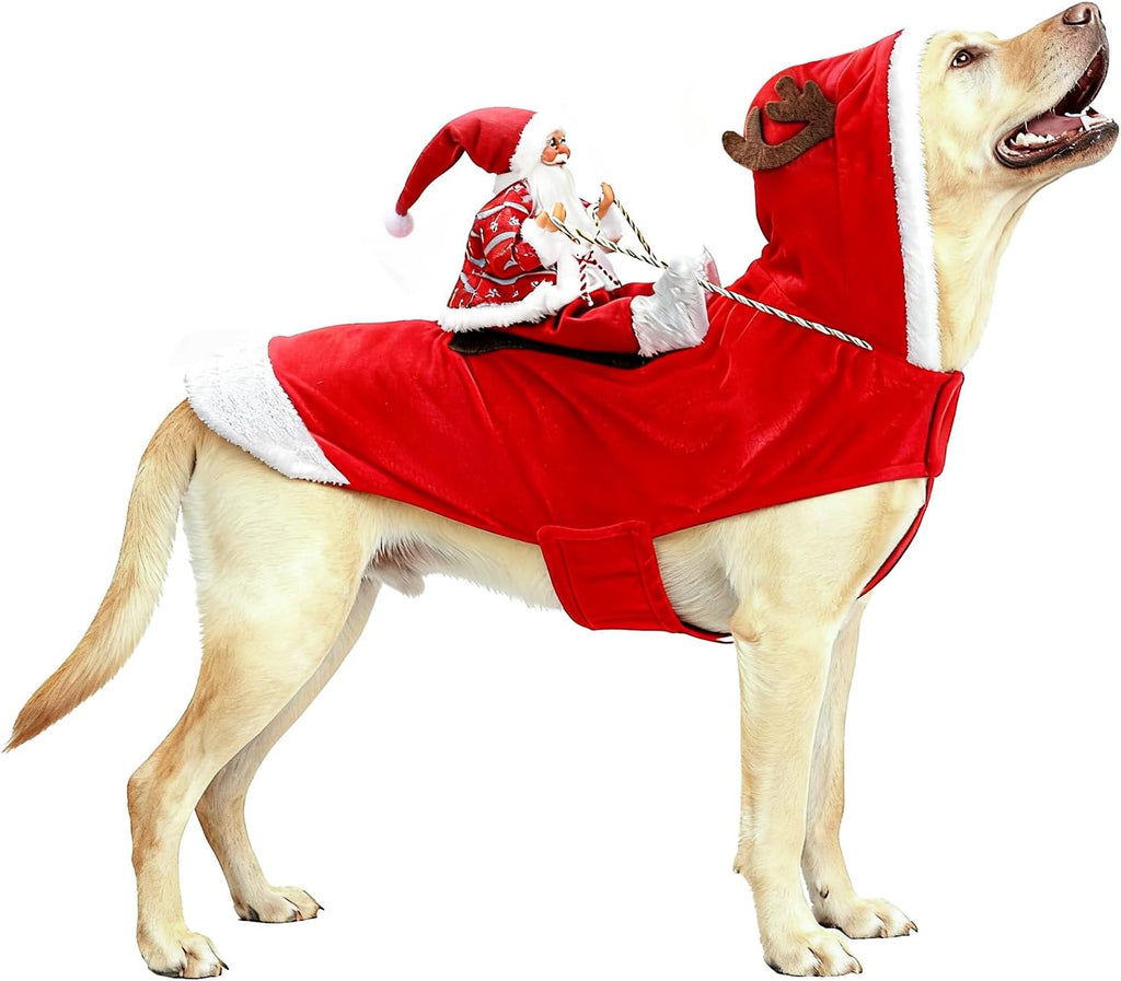 BWOGUE Santa Dog Costume Christmas Costume for Dogs, Adjustable Size, Breathable Material, Great Gift for Small Medium Large Dogs, Running Santa Claus Pet Apparel