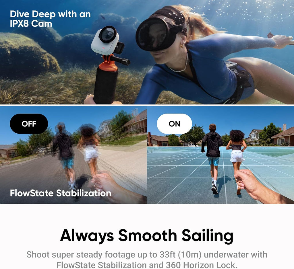 Insta360 GO Ultra Lifestyle Bundle - Small 4K Vlogging Camera, Hands-Free, POV Cam, 1/1.28" Sensor, 53g Lightweight, 156° FOV, 200 Min Battery Life, Care, Magnetic Wearable Action Camera for Sports