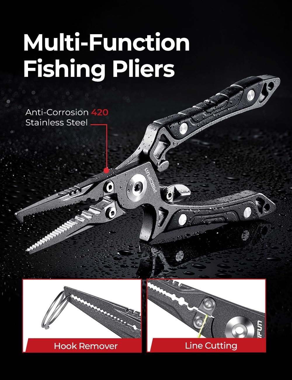 Piscifun 2pcs and 6pcs Fishing Tool Kit, Pliers and Fish Gripper