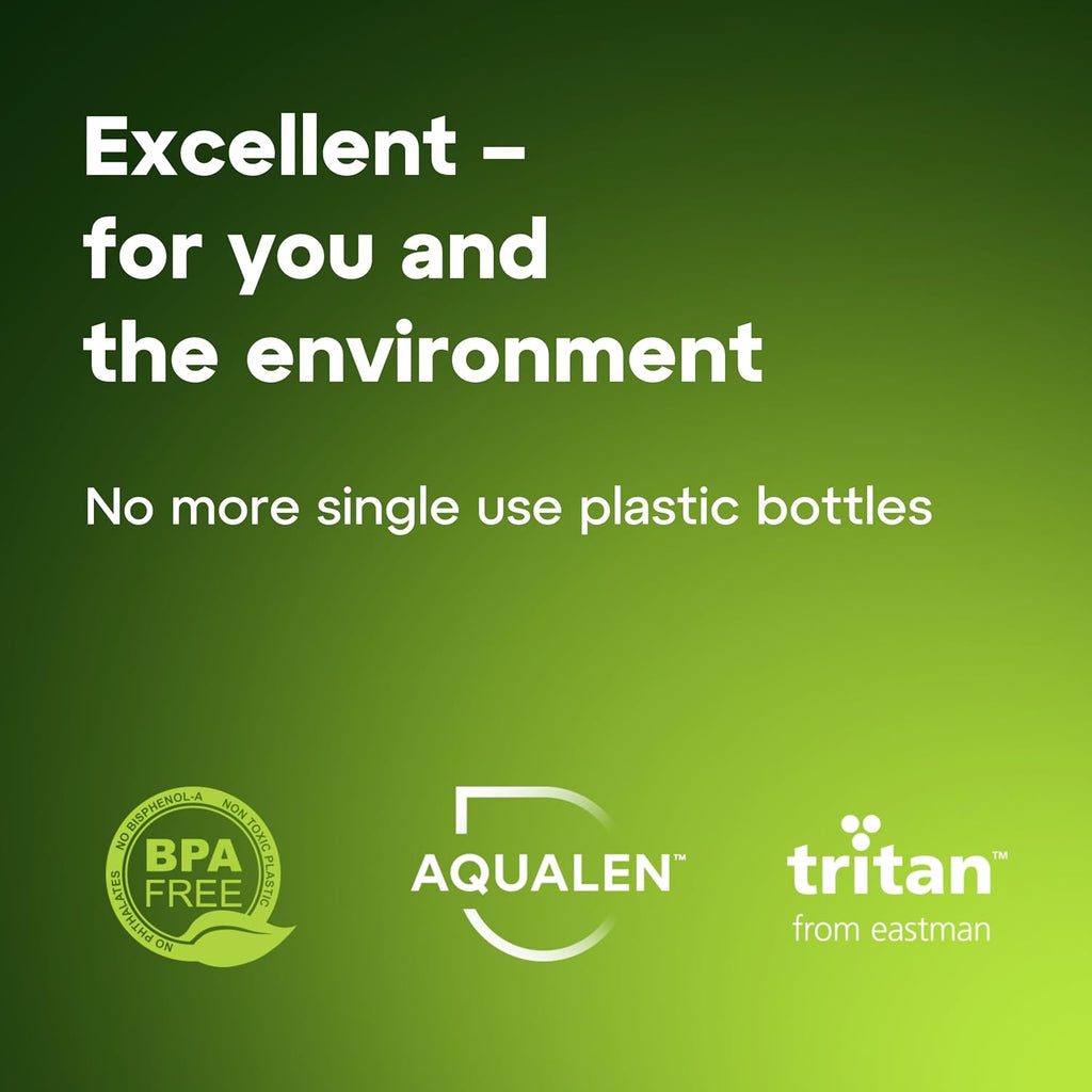 AQUAPHOR City Water Filter Bottle 17 oz | Reusable & Portable Filtered Water Bottle | BPA-Free | Perfect for Camping, Travel, Indoor & Outdoor Use | Green