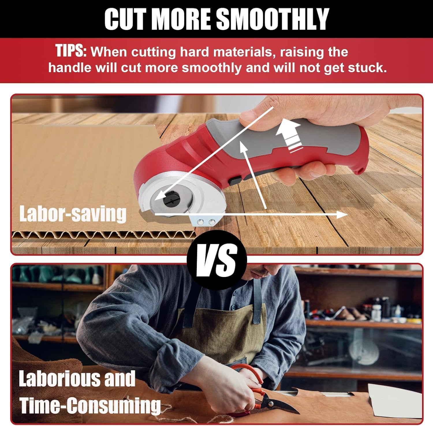 Cordless Electric Scissors, 4.2V Electric Cardboard Cutter, Power Rotary Box Cutter for DIY Crafts, Fabric, Leather Projects