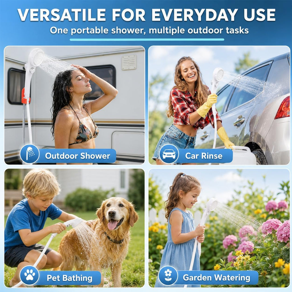 Portable Shower for Camping, 7800mAh Rechargeable Camping Shower Pump