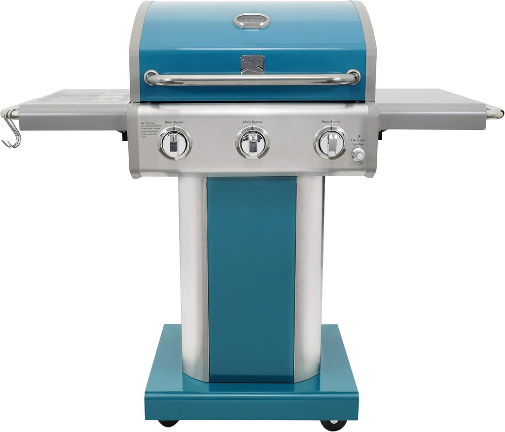Kenmore 3-Burner Outdoor BBQ Grill | Liquid Propane Barbecue Gas Grill Bundle with Grill Cover