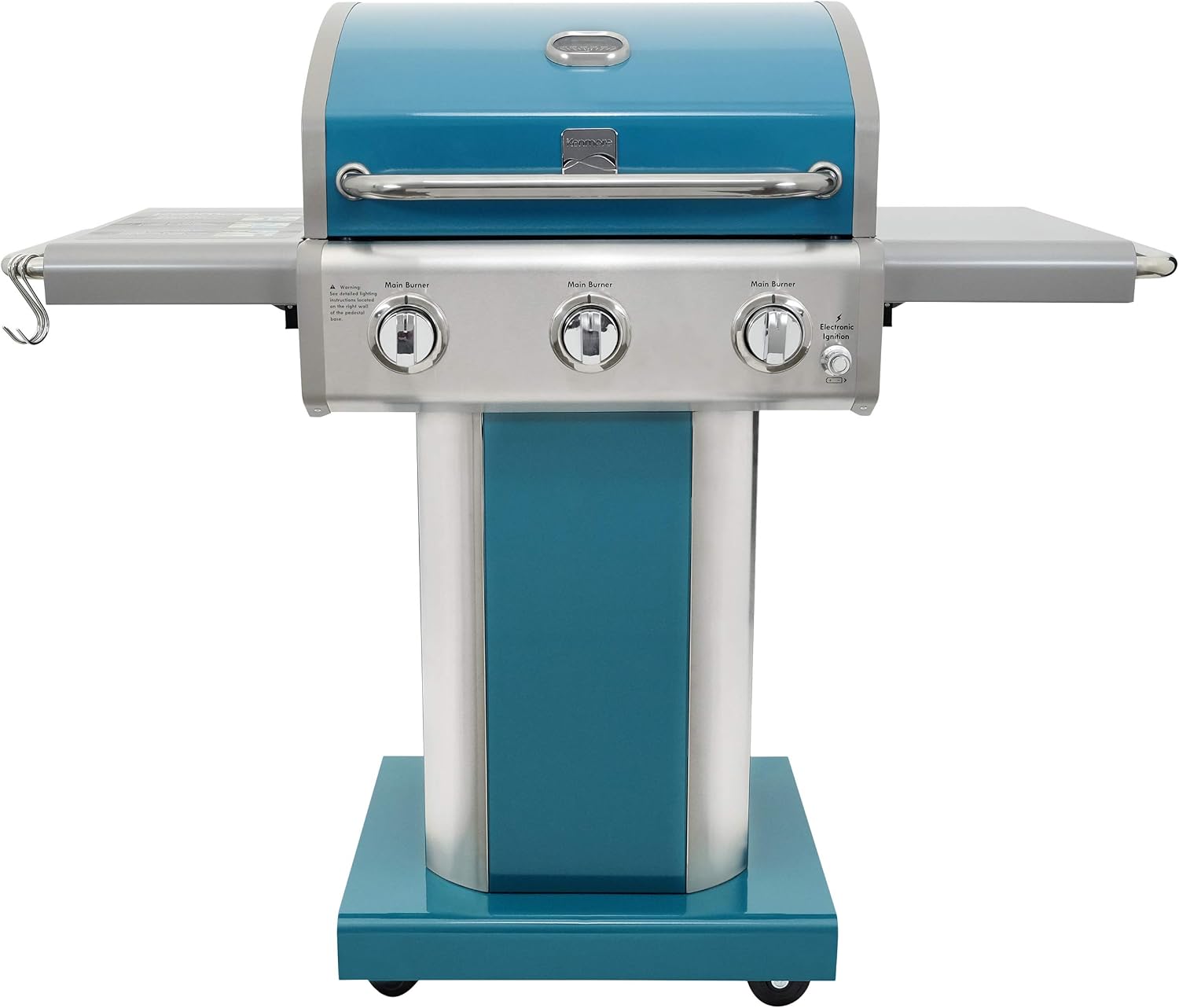 Kenmore 3-Burner Outdoor BBQ Grill | Liquid Propane Barbecue Gas Grill Bundle with Grill Cover