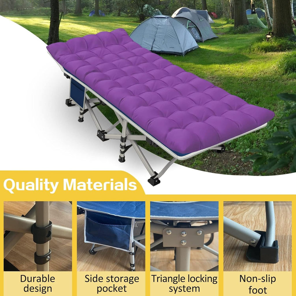 2 Pack Camping Cot with Comfortable Mattress, Folding Camping Bed