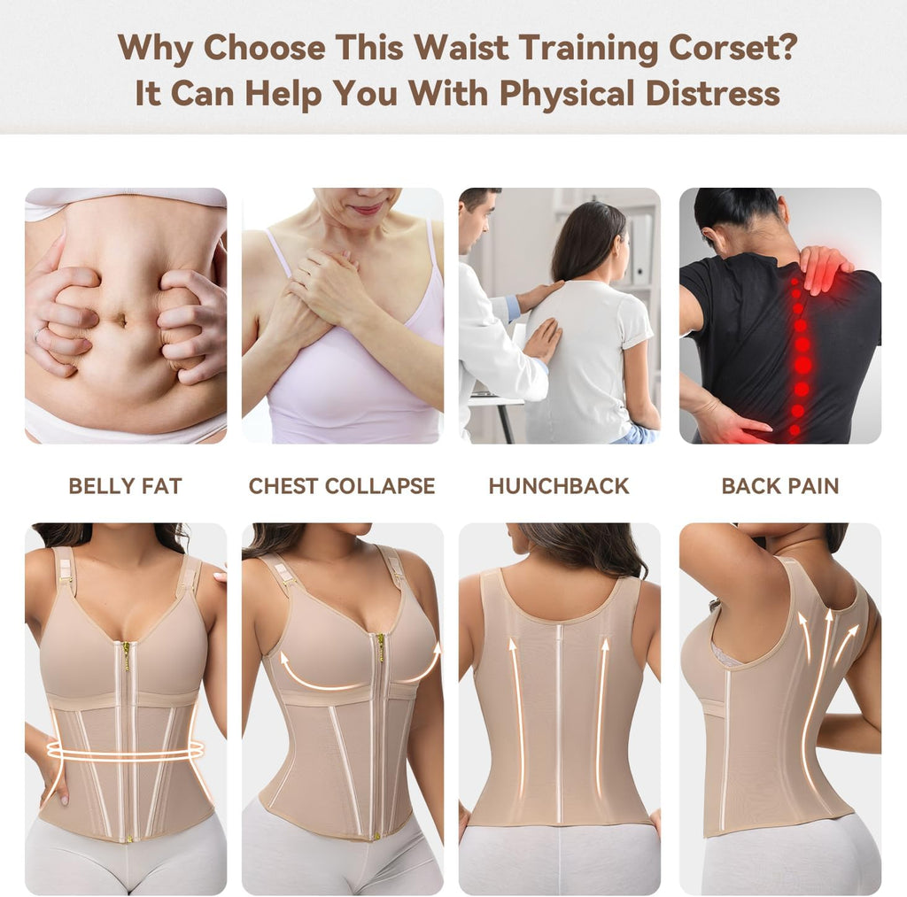 SHAPSHE Waist Trainer Corset for Women Tummy Control Body Shaper with Bra