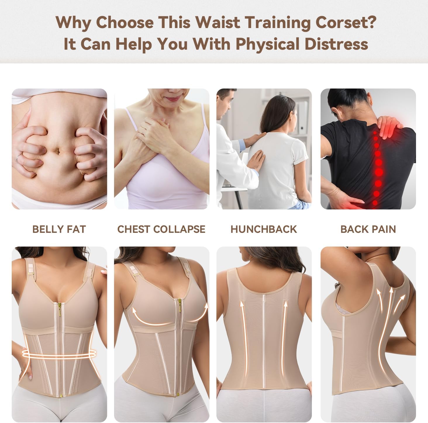 SHAPSHE Waist Trainer Corset for Women Tummy Control Body Shaper with Bra