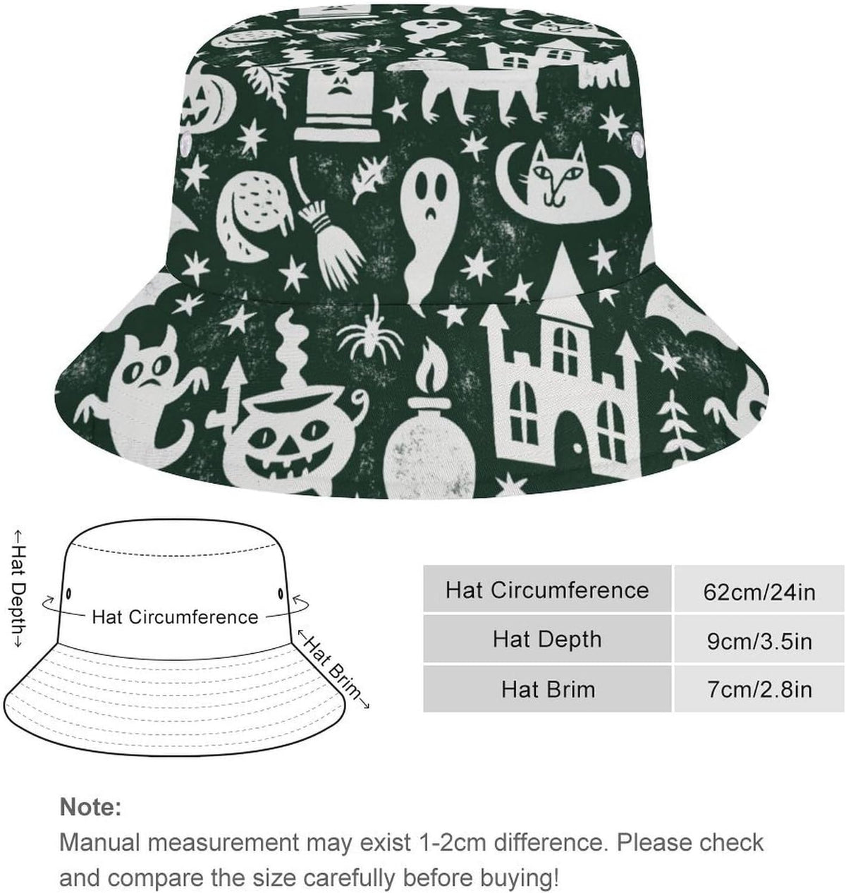 Halloween Bucket Hat for Men Unisex Womens Graphic Safari Hat Outdoor Sun Protection Fisherman Cap