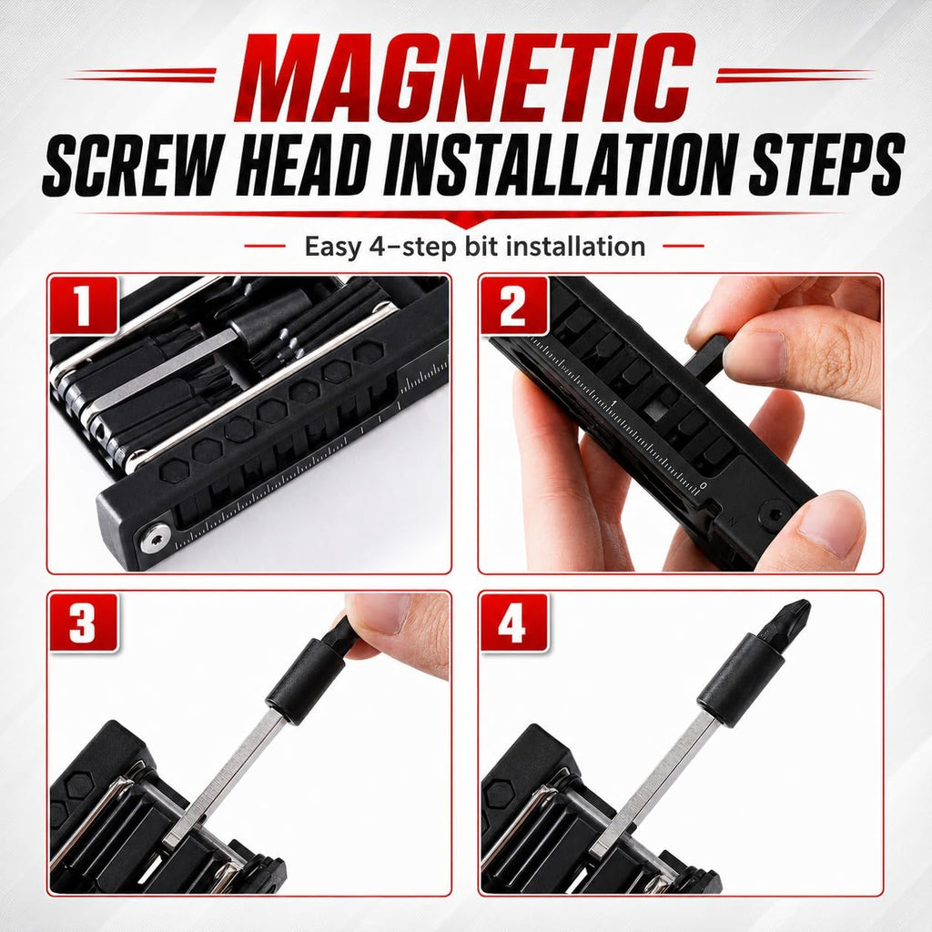 38-in-1 Bike Multitool – Portable Magnetic Bike Repair Tool Set with Tire Levers, Chain Cutter, Hex Wrenches, Spoke Wrenches, Box Spanner, Bottle Opener, and Includes Storage Bag