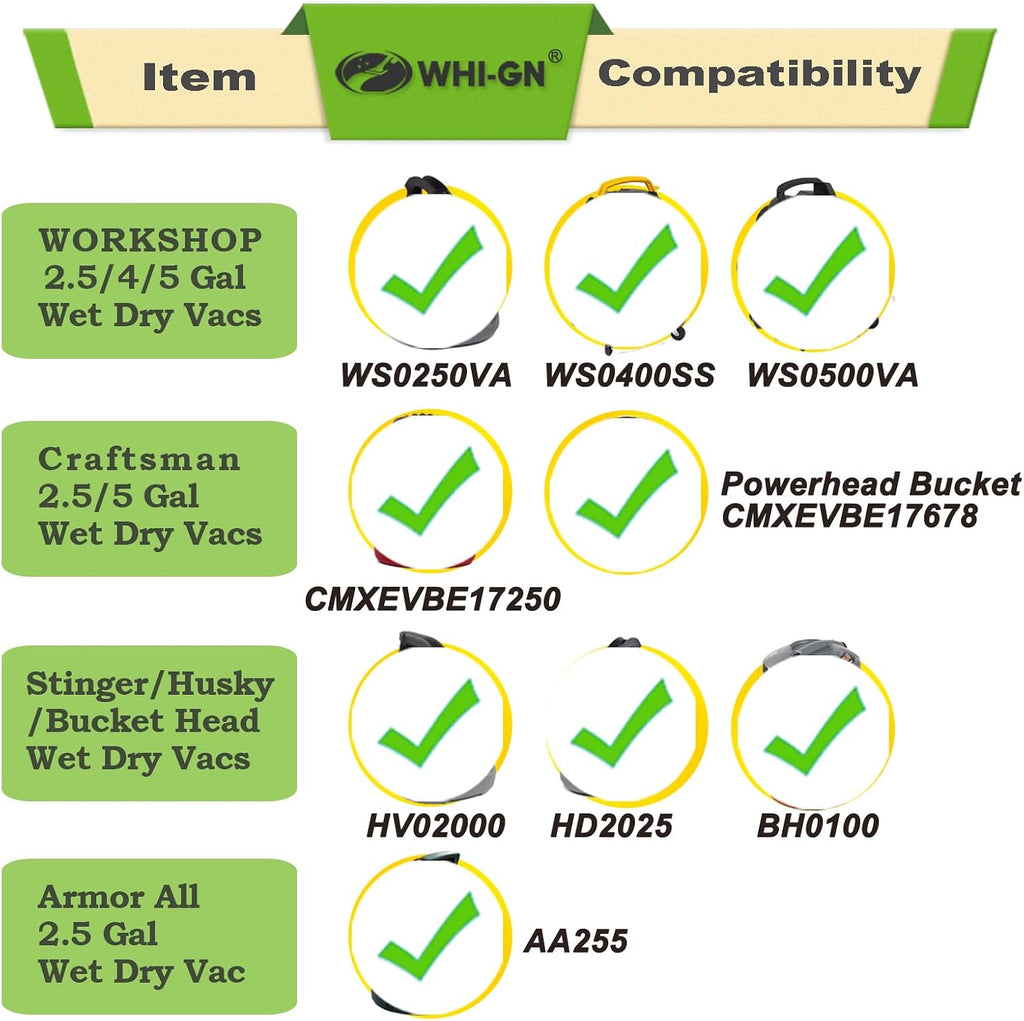 12 Pack Wet Dry Vac Filter Bags for Stinger Husky Bucket Head Shop Vacuums