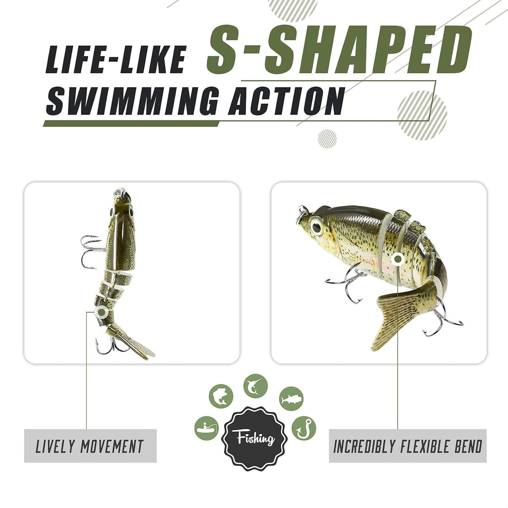 TRUSCEND Swimmax Easy Catch Fishing Lures with BKK Hooks, Wiggling, Vibrating, Rattling and Gurgling for More Bites, Heavy-Duty Dyneema Fiber Jointed Swimbaits for Bass, Trout, Crappie, Walleye, Pike