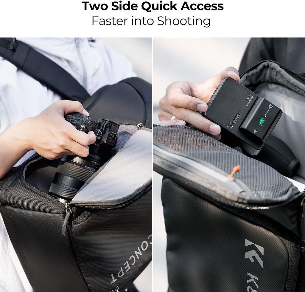K&F CONCEPT Camera Backpack, 22L Expandable Camera Bag with Rain Cover