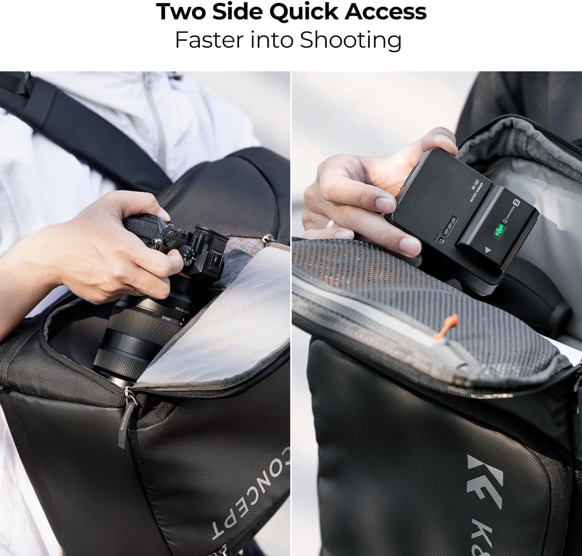 K&F CONCEPT Camera Backpack, 22L Expandable Camera Bag with Rain Cover