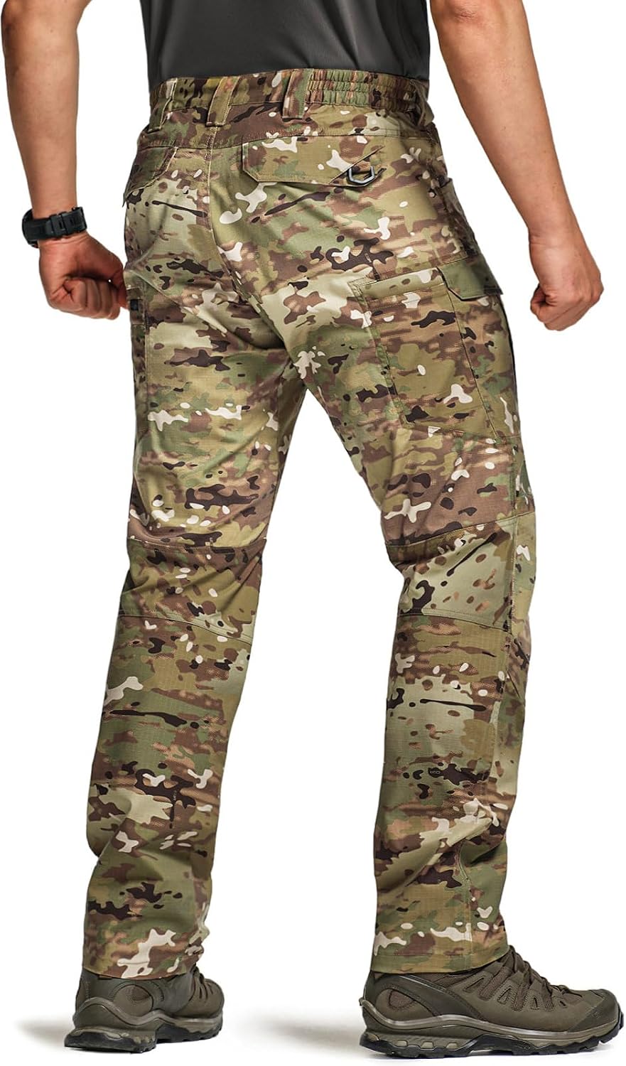 CQR Men's Flex Stretch Tactical Pants, Water Resistant Ripstop Cargo Pants, Lightweight EDC Outdoor Work Hiking Pants
