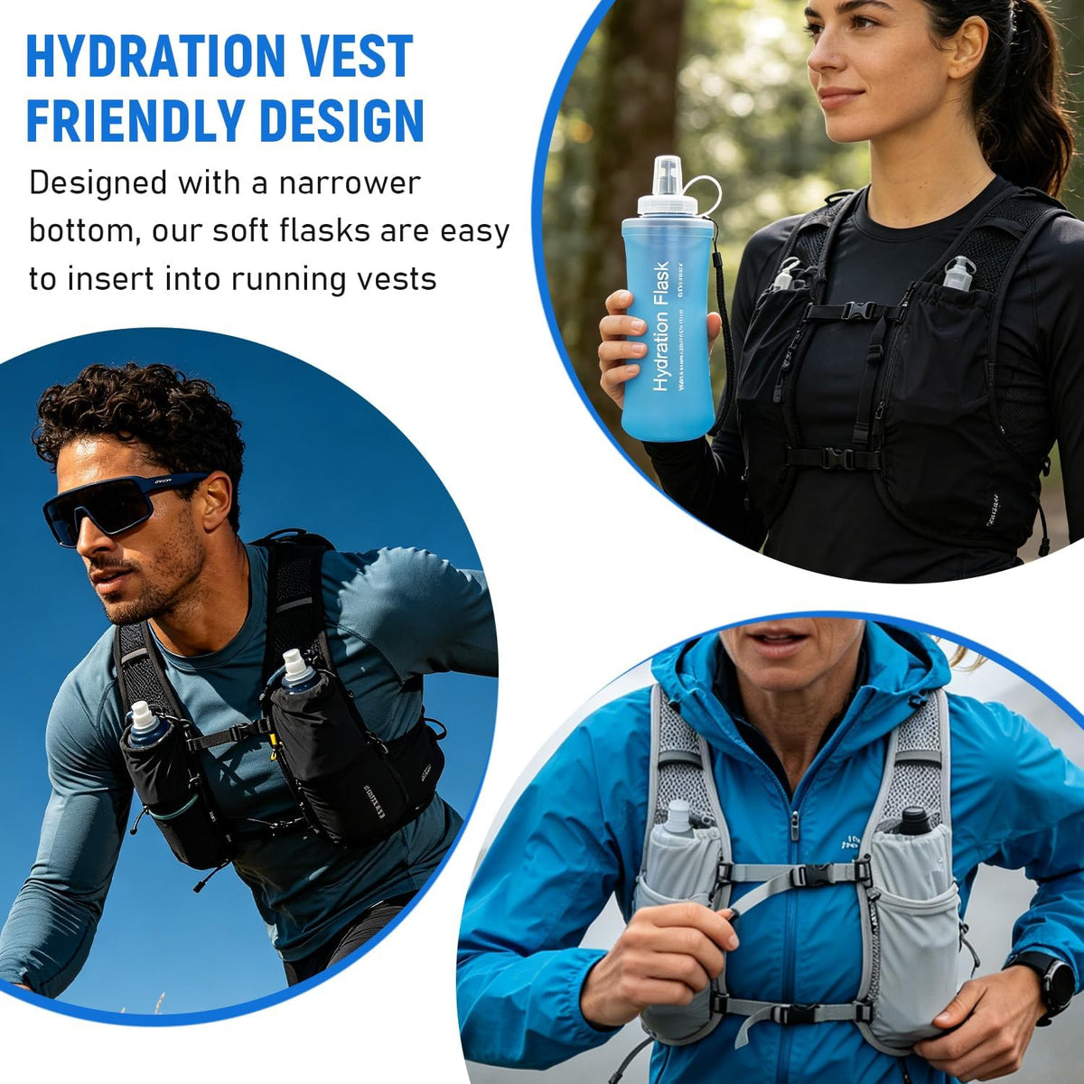 1L Collapsible Water Bottle with Filter for Hiking Backpacking(Blue)