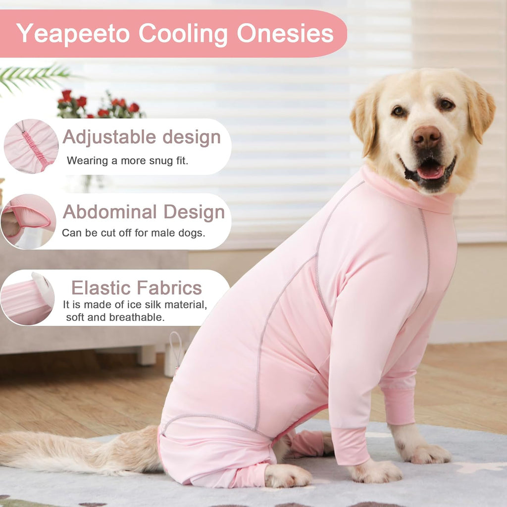 Dog Sun Protection Cooling Suit UPF 50+, Quick-Dry Breathable Jumpsuit for Large & Medium Dogs, Outdoor Dirt-Resistant Shedding Control Pet Apparel (Blush Pink, 7X-Large)