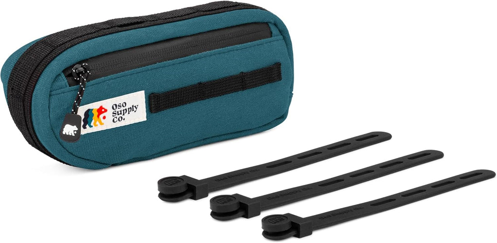 Oso Supply Co Waxed Canvas Frame Bag – Waterproof Zippers, Dual Storage Compartments, Adjustable Straps – Fits All Frame Sizes, Perfect for Cycling, Commuting, and Adventure Rides (Navy Blue)