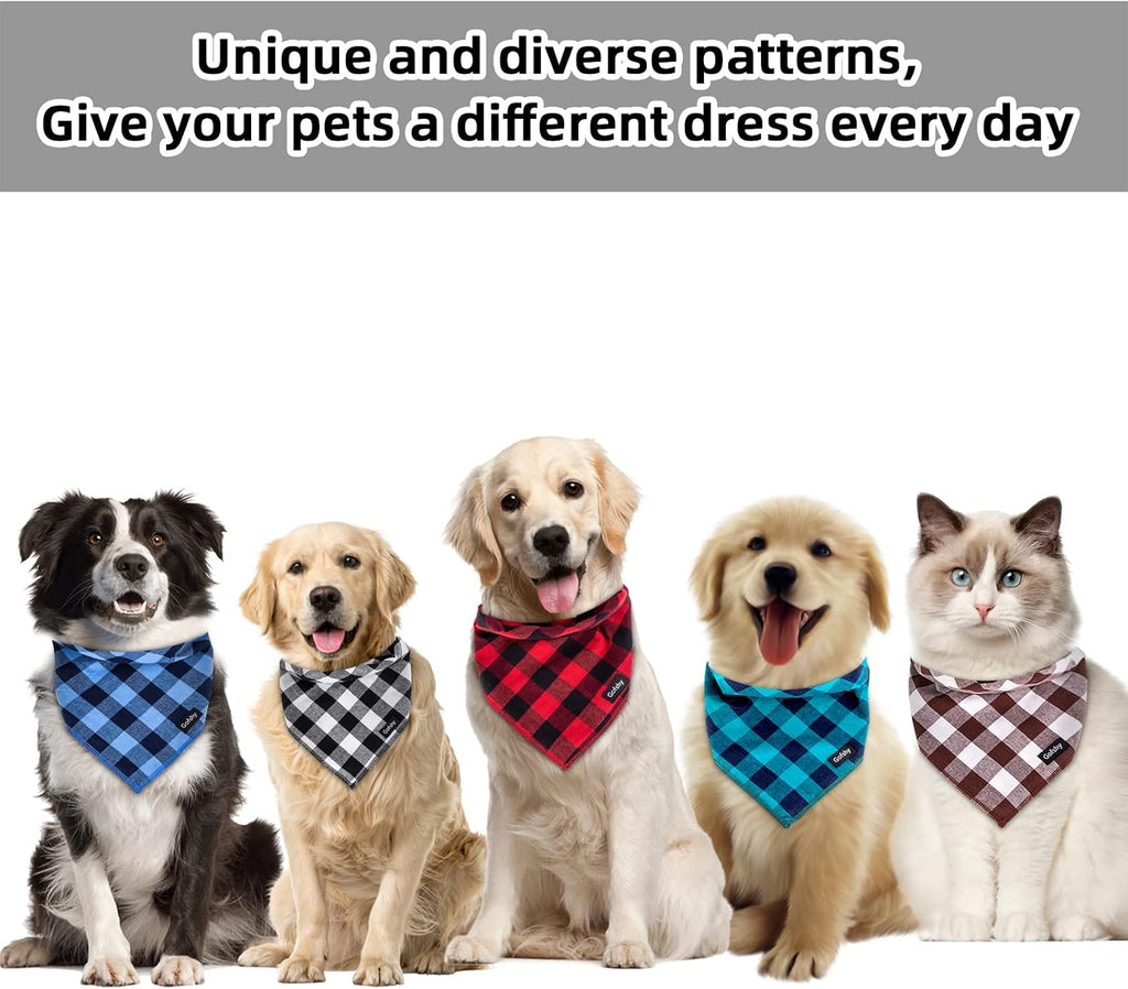 Buffalo Plaid Dog Bandanas Fall Christmas Large Scarf 6PCS