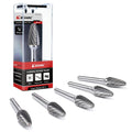 EZARC Tungsten Carbide Rotary Burr Set, 5PCS SF-5 Double Cut, 1/4" Shank