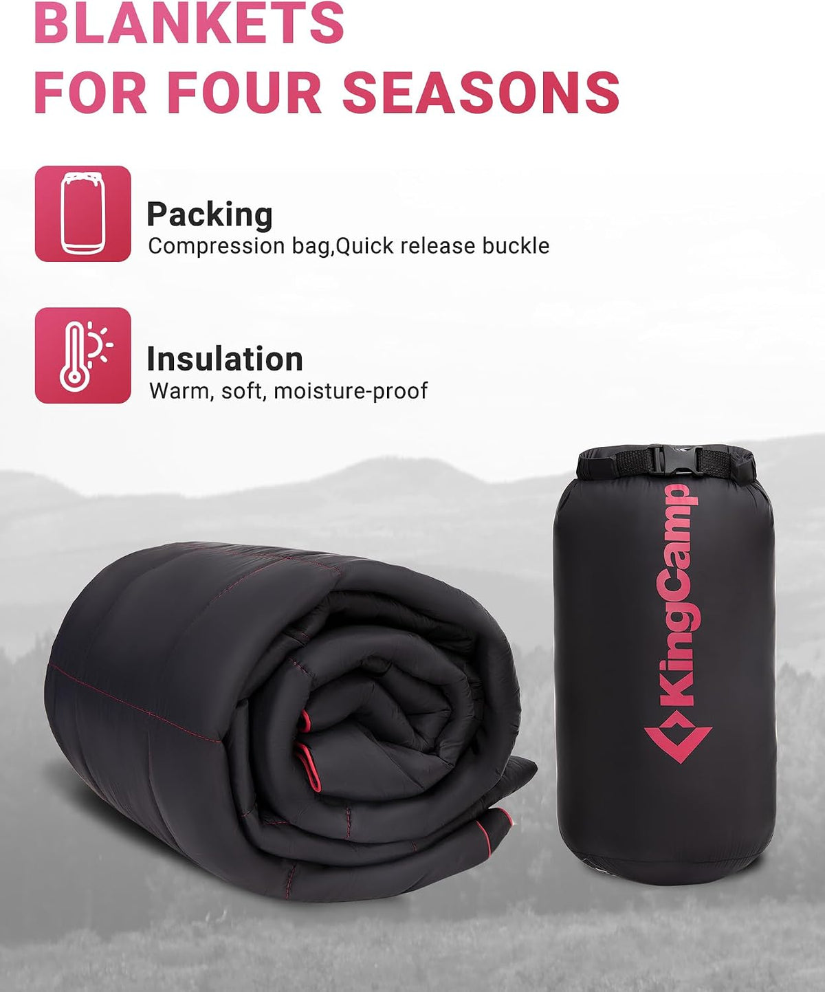 KingCamp Ultralight Camping Blanket, Wearable Packable Blanket 69" x 53"