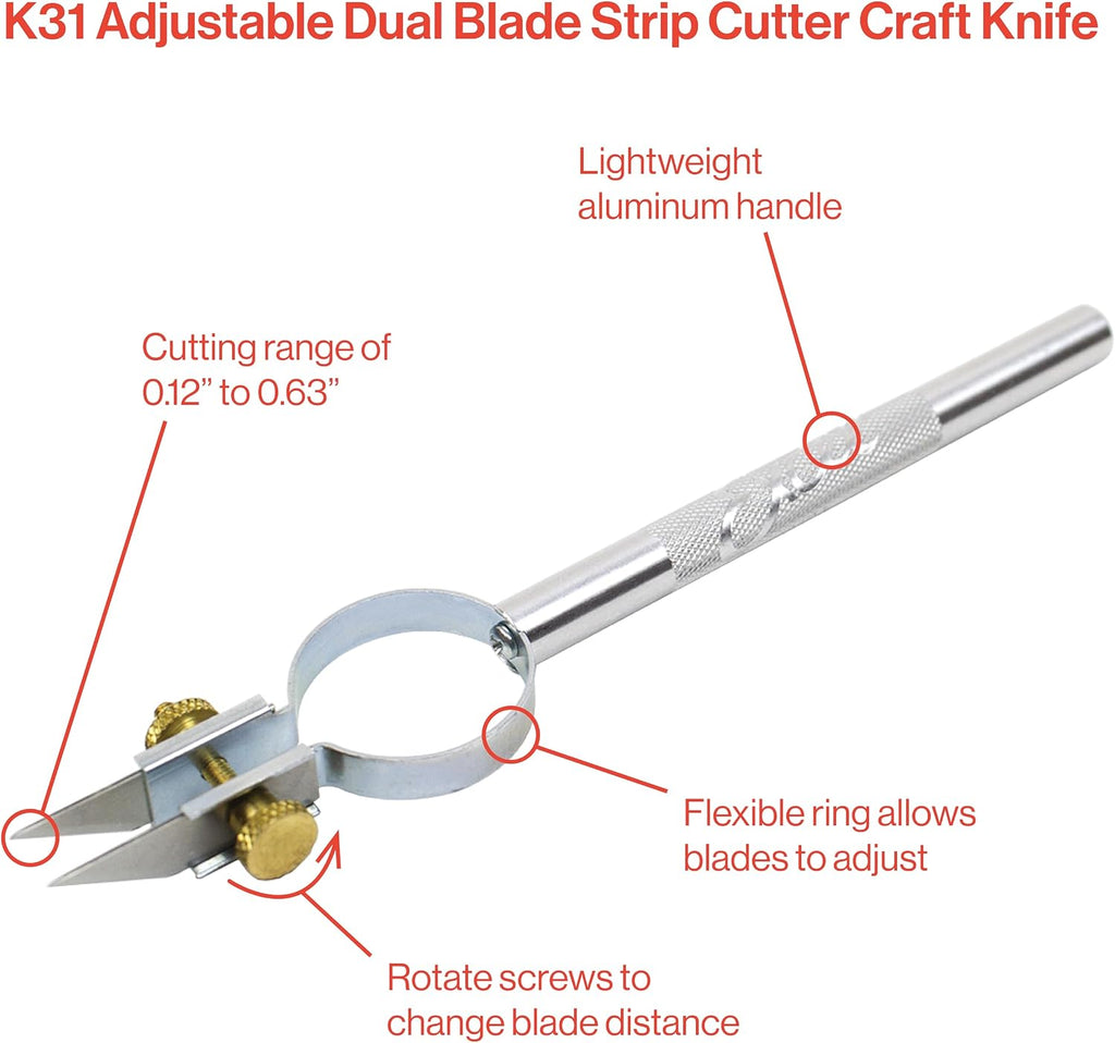 Excel Blades Adjustable Dual Blade Strip Cutter, #59 Blades, Aluminum
