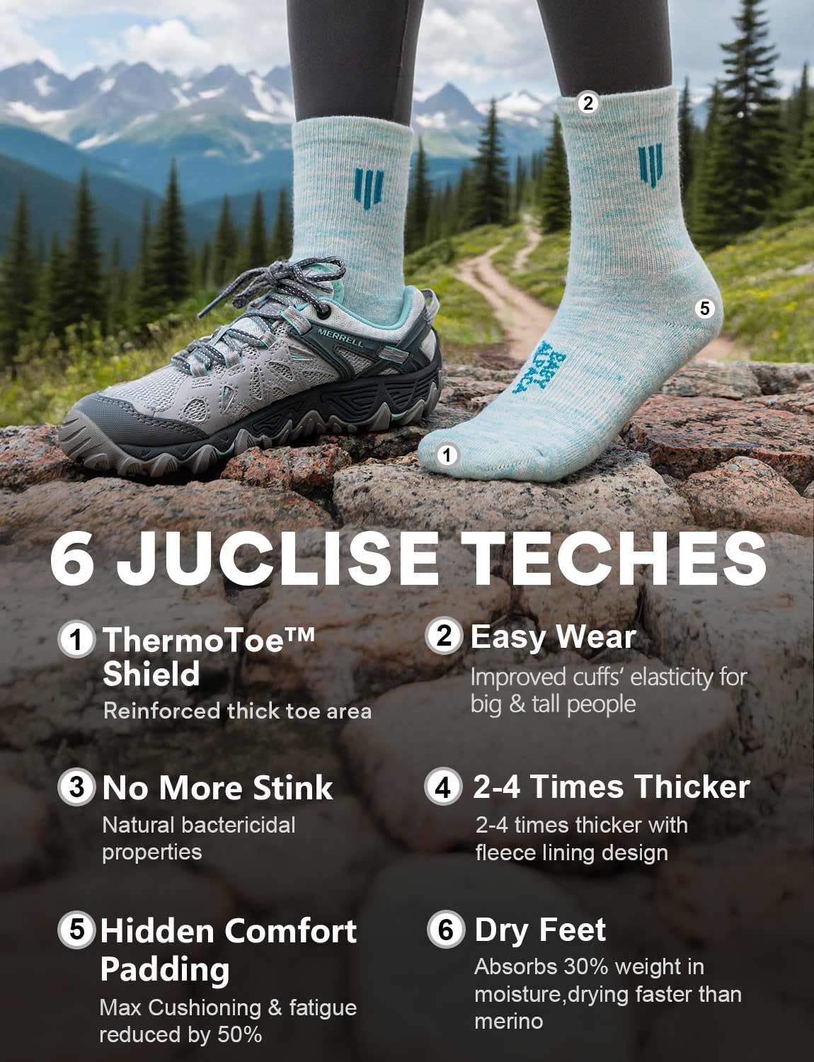 Juclise Baby Alpaca Wool Lightweight Micro Crew Socks for Men & Women
