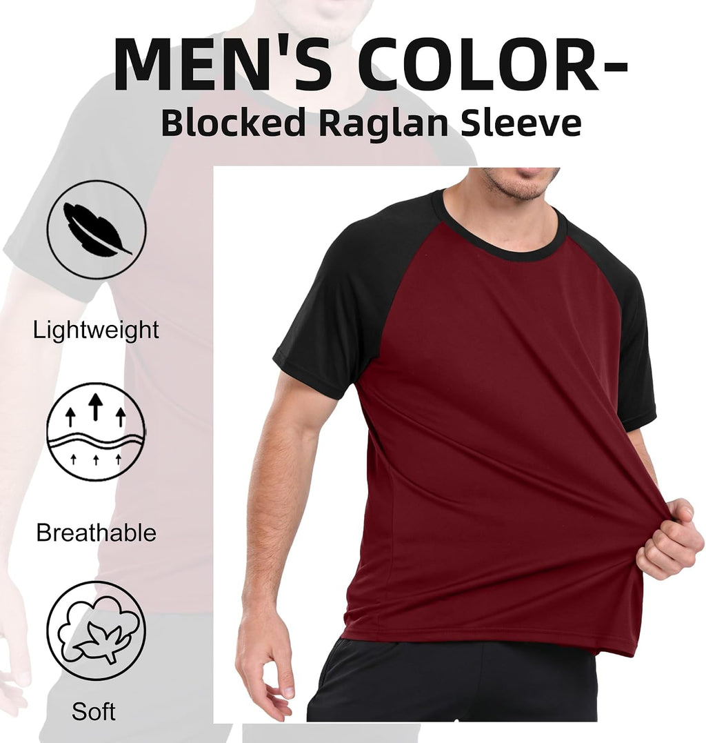 HovSiyla 5 Pack Mens Quick Drying Shirts Crew Neck Loose Breathable Cool Workout Running Athletic Outdoor Sports Casual Tops