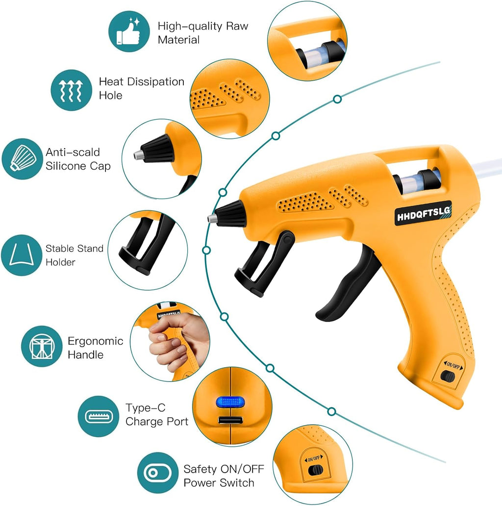 Cordless Hot Glue Gun Kit with 30 Sticks, Fast Heating 2.6Ah Rechargeable