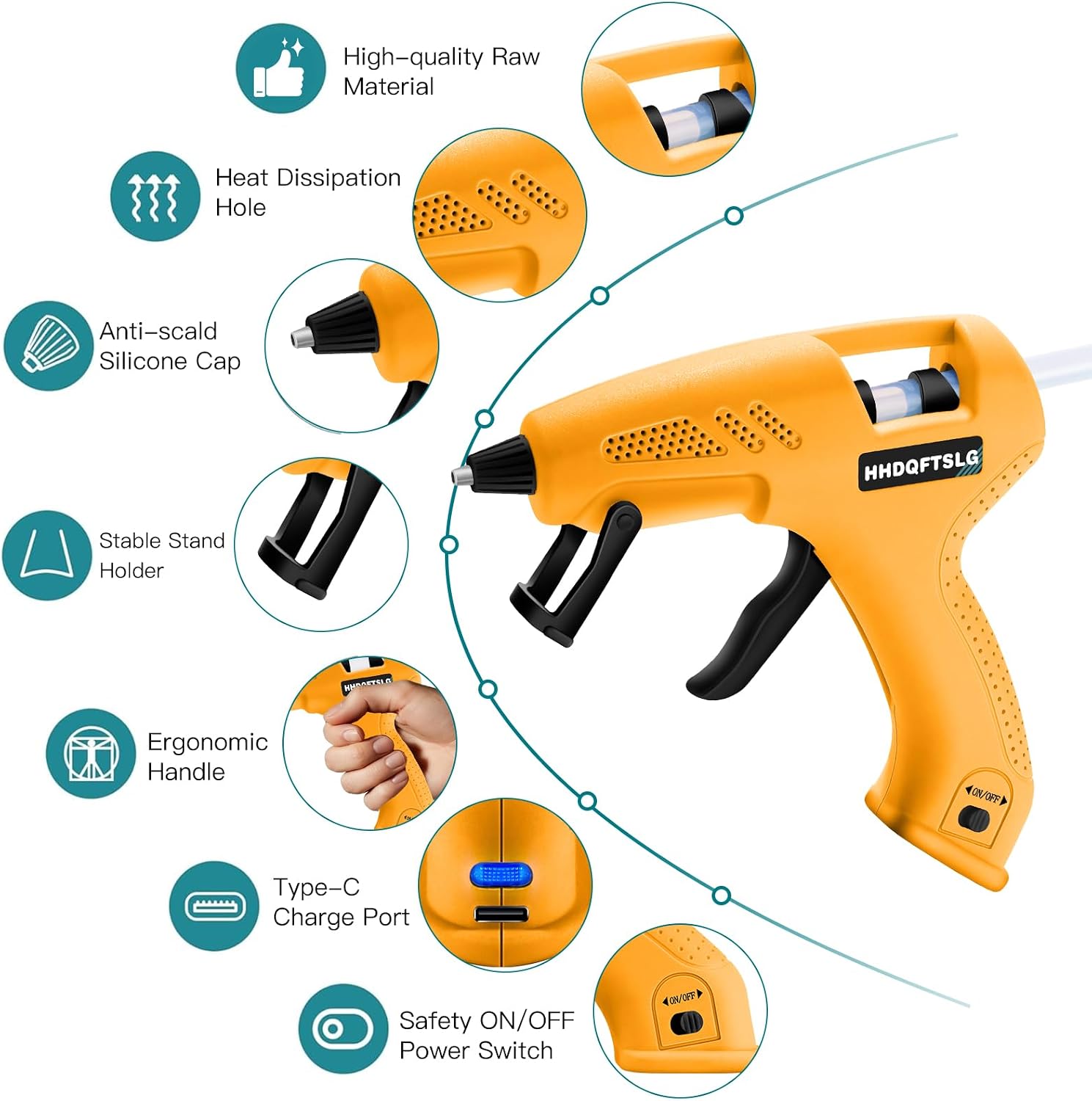Cordless Hot Glue Gun Kit with 30 Sticks, Fast Heating 2.6Ah Rechargeable