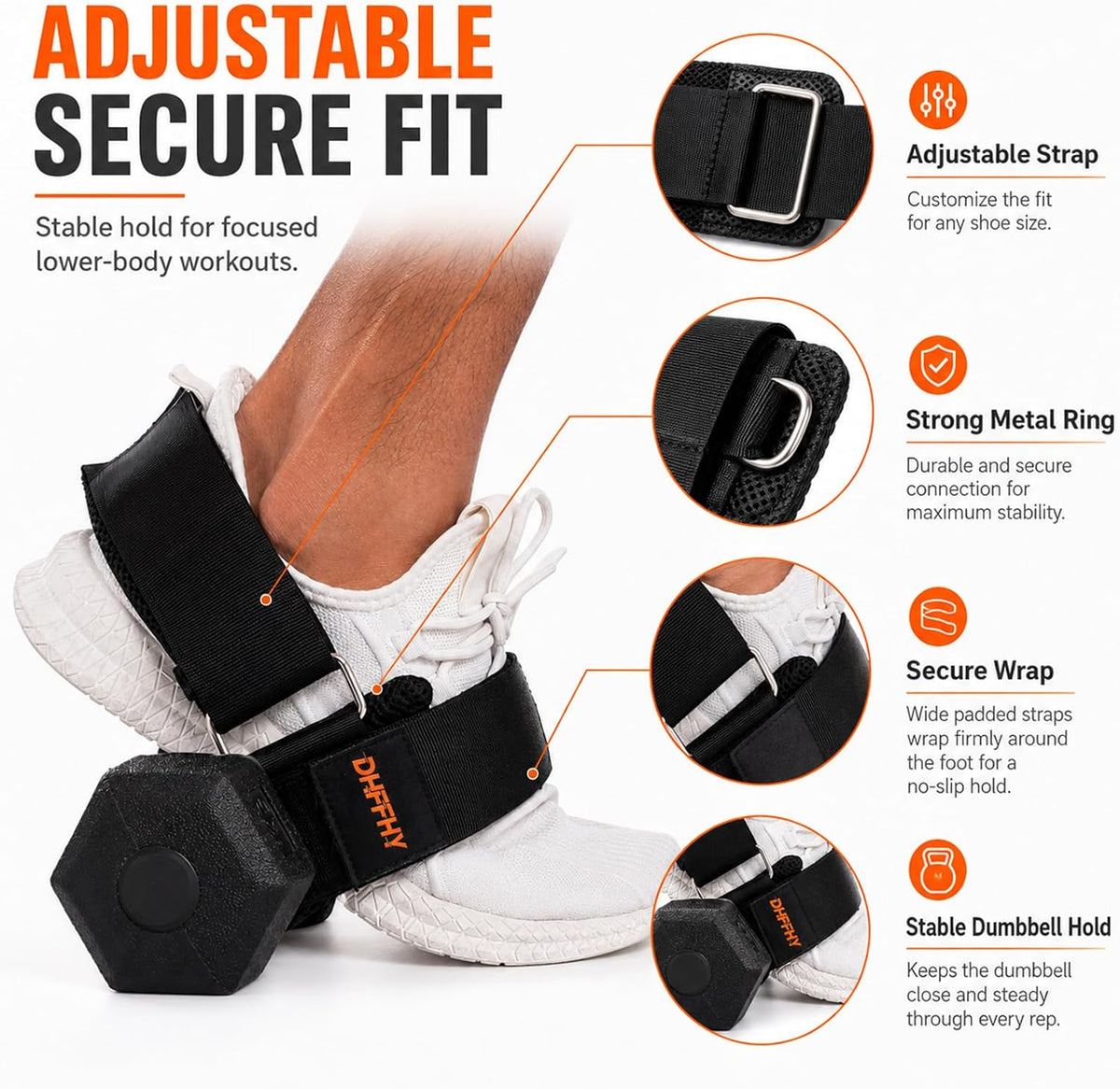 Monkey Foot Dumbbell Attachment for Glute Kickbacks & Leg Workouts, Adjustable Ankle/Foot Strap for Home Gym, Dumbbell Lifting Attachment for Hamstring Curls, Foot Weight Training Equipment