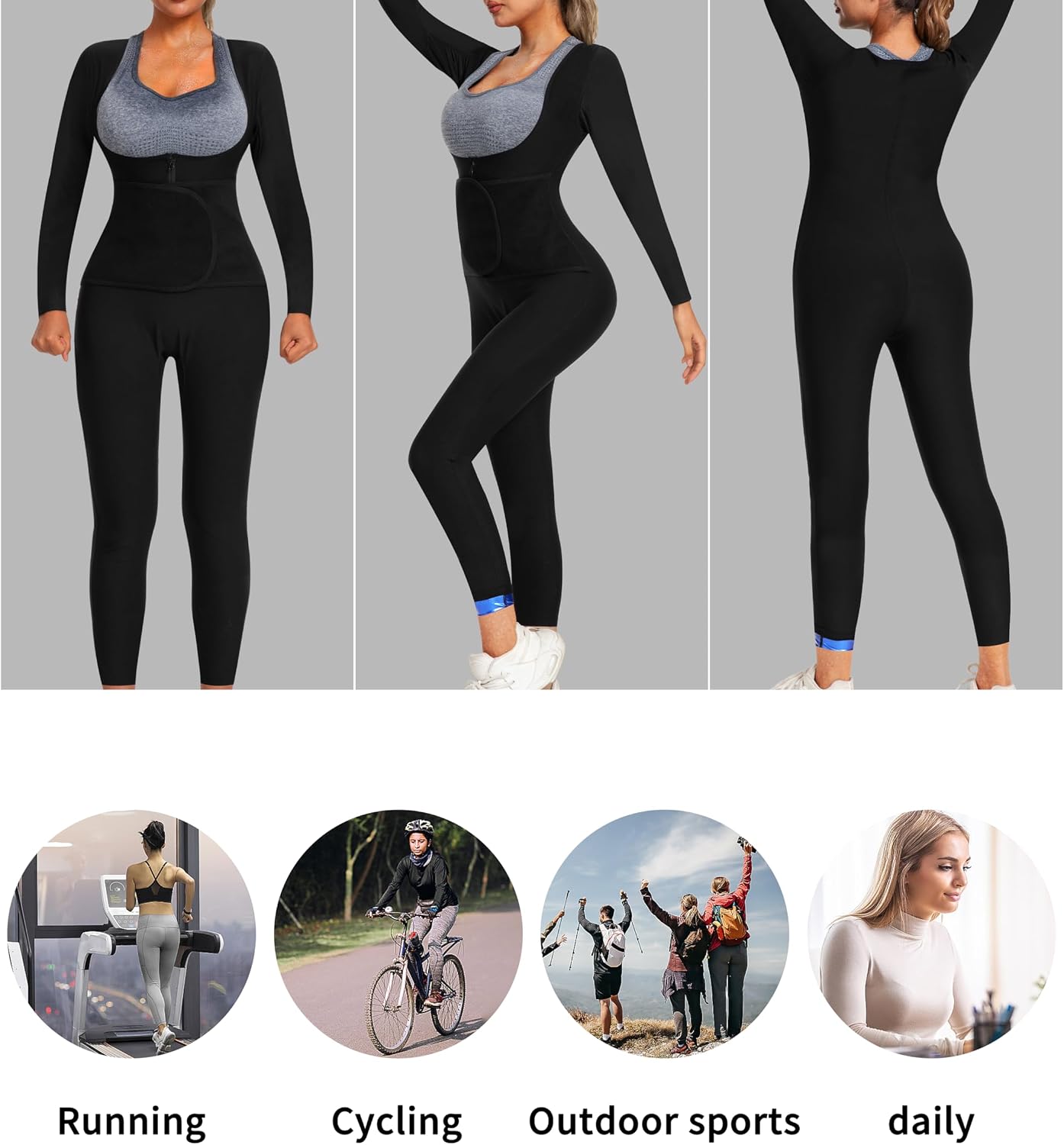 Women Sauna Jumpsuit Sweat Suit Full Body Heat Trapping Workout
