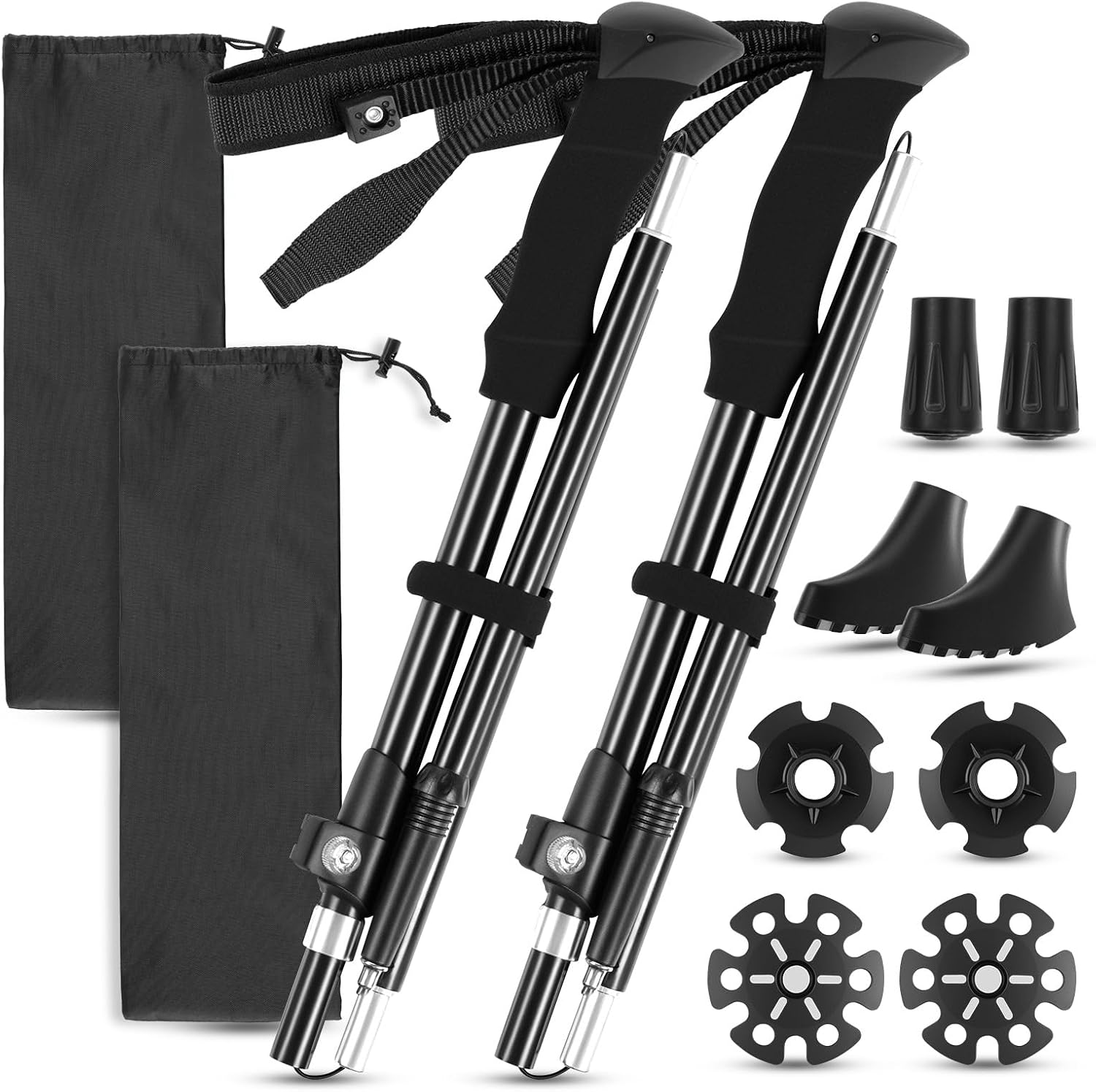 Trekking Poles for Hiking, 2Pcs Aircraft-Grade Aluminum Alloy Walking Sticks for Hiking, Hiking Sticks with EVA Foam Grip, Hiking Poles Collapsible Lightweight for Trekking, Camping