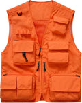 Flygo Men's Casual Lightweight Outdoor Fishing Work Safari Travel Photo Cargo Vest Jacket Multi Pockets