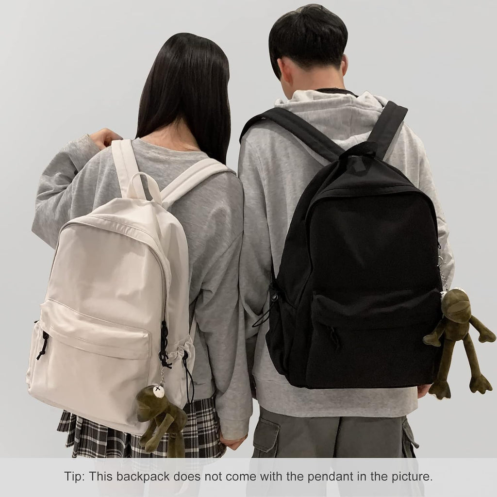 Black School Backpack for Girls Women Waterproof High School Book Bag Cute Backpack for Men Teens Boys, Lightweight Simple Middle School Back Pack Daypack